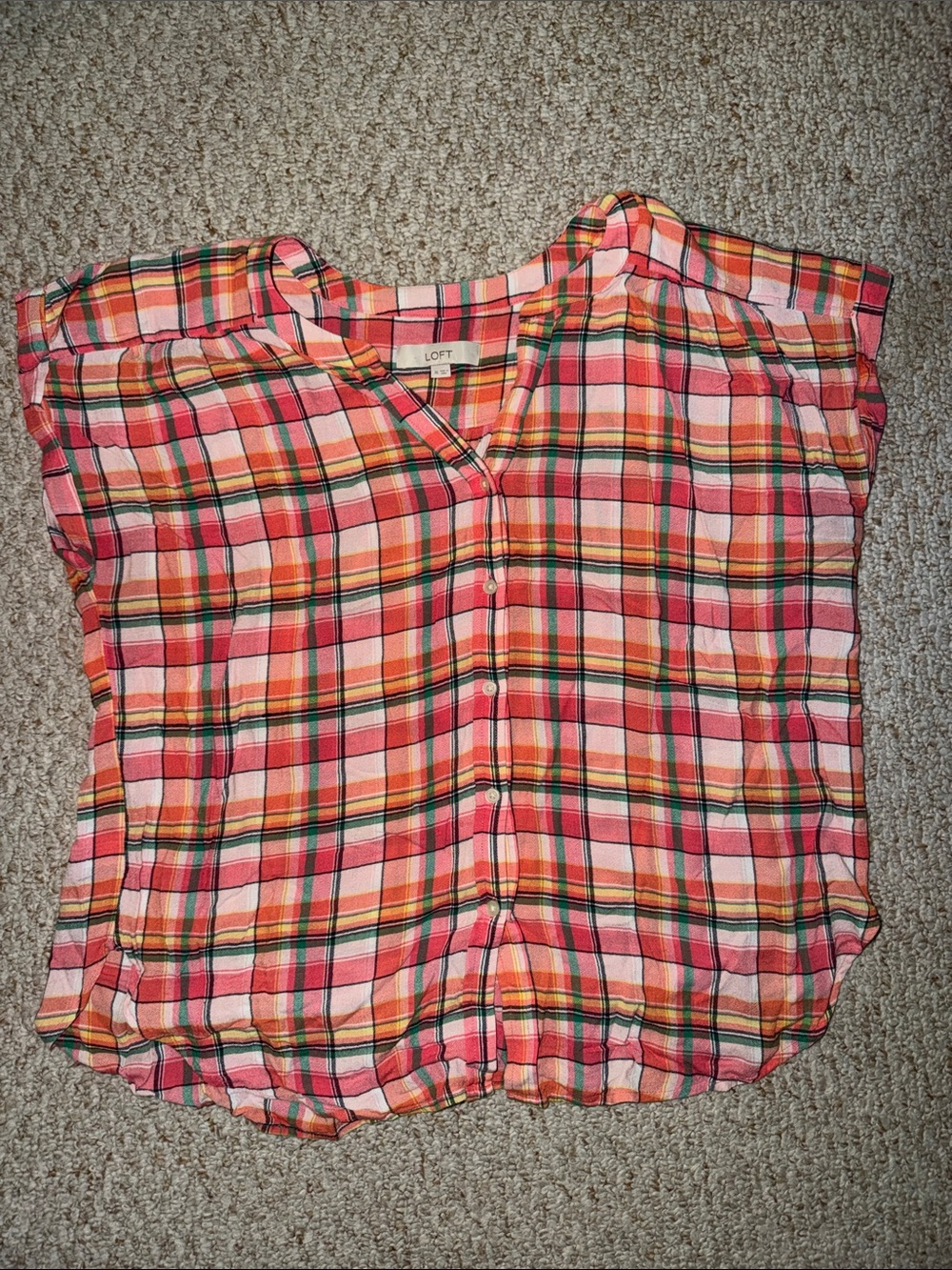 LOFT Women’s  Dolman Button Down  Plaid Shirt / Blouse